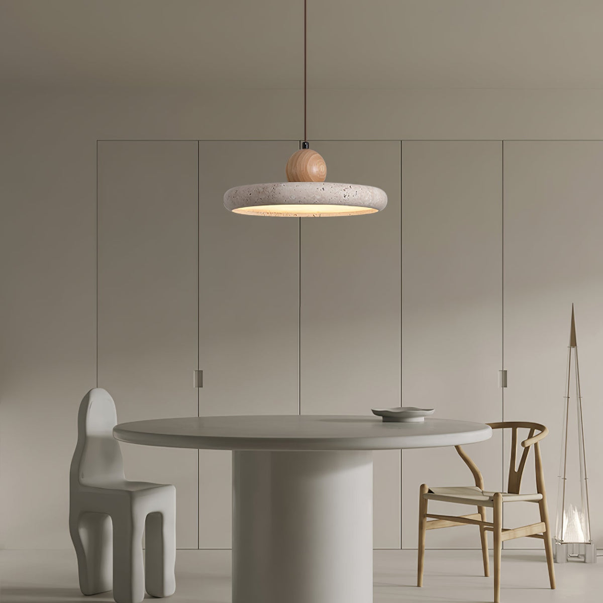 Emily | Travertine & Wood Pendant