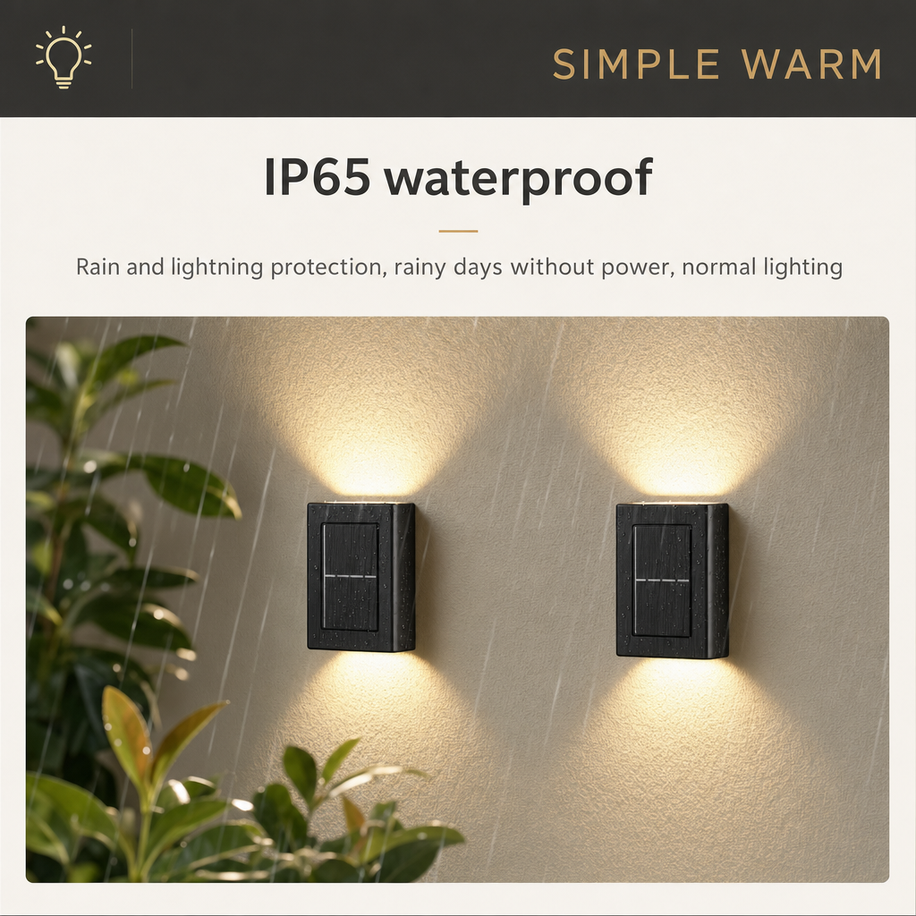 Solar Powered Outdoor Wall Lamp | Waterproof Garden Light | Up Down Spot Lighting | Energy Efficient Decor