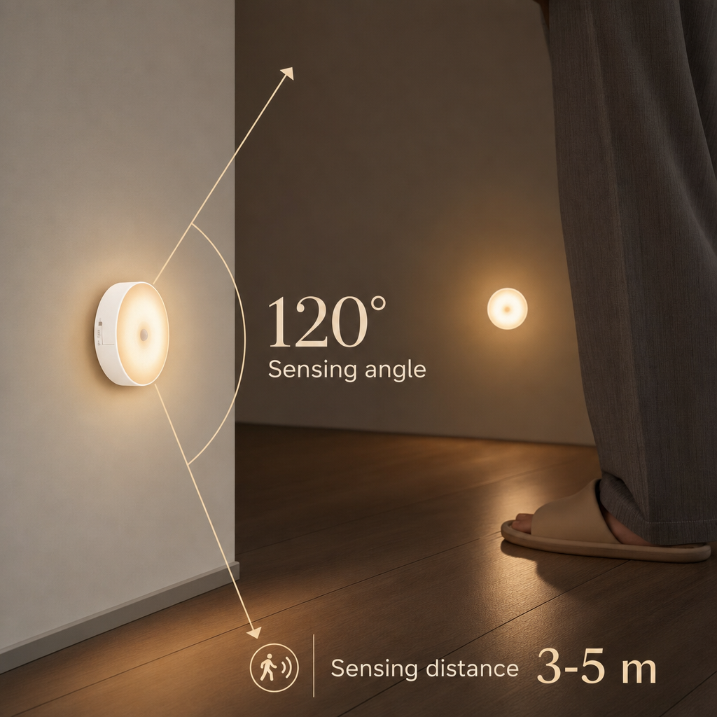 Wireless LED Motion Sensor Night Light | USB Rechargeable | Cabinet & Stair Lighting | Set of 2