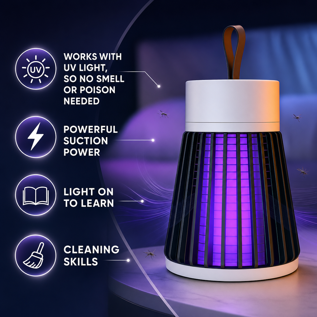 USB Chargeable LED UV Insect Killer | Indoor Outdoor Mosquito Lamp | Silent Chemical-Free Pest Control