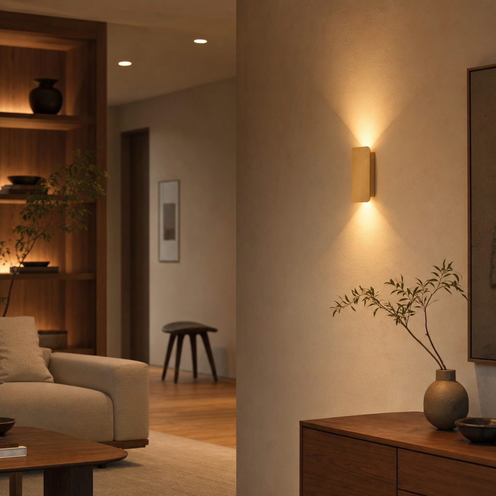 Modern Rectangular LED Wall Light | Minimalist Design | Warm White Glow | Indoor Home Lighting | Black Aluminum Fixture