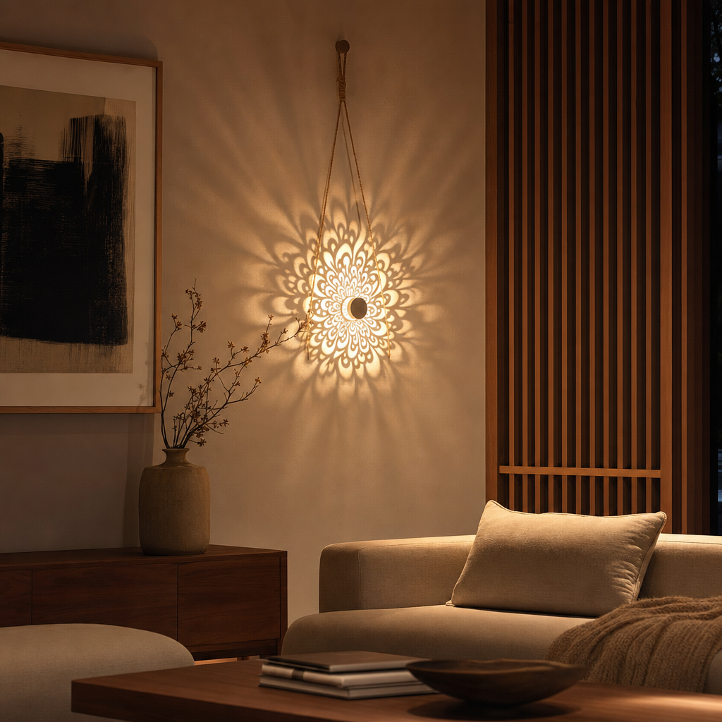 Solar Mandala Wall Light | IP65 Waterproof | Outdoor Garden Lamp | Solar Powered Decor for Stairs | Warm Festive Ambiance