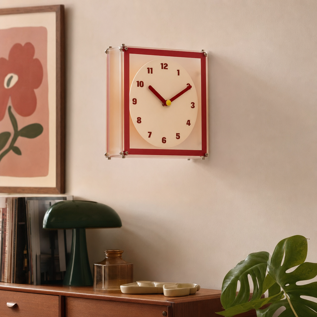 Modern Nordic Square Wall Clock | Creative Double-Sided Design | High-End Home Decor | No Battery Included