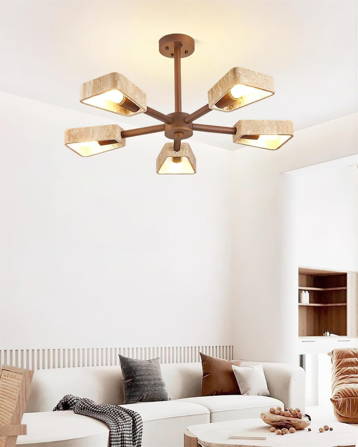 Flora | Travertine Ceiling Light