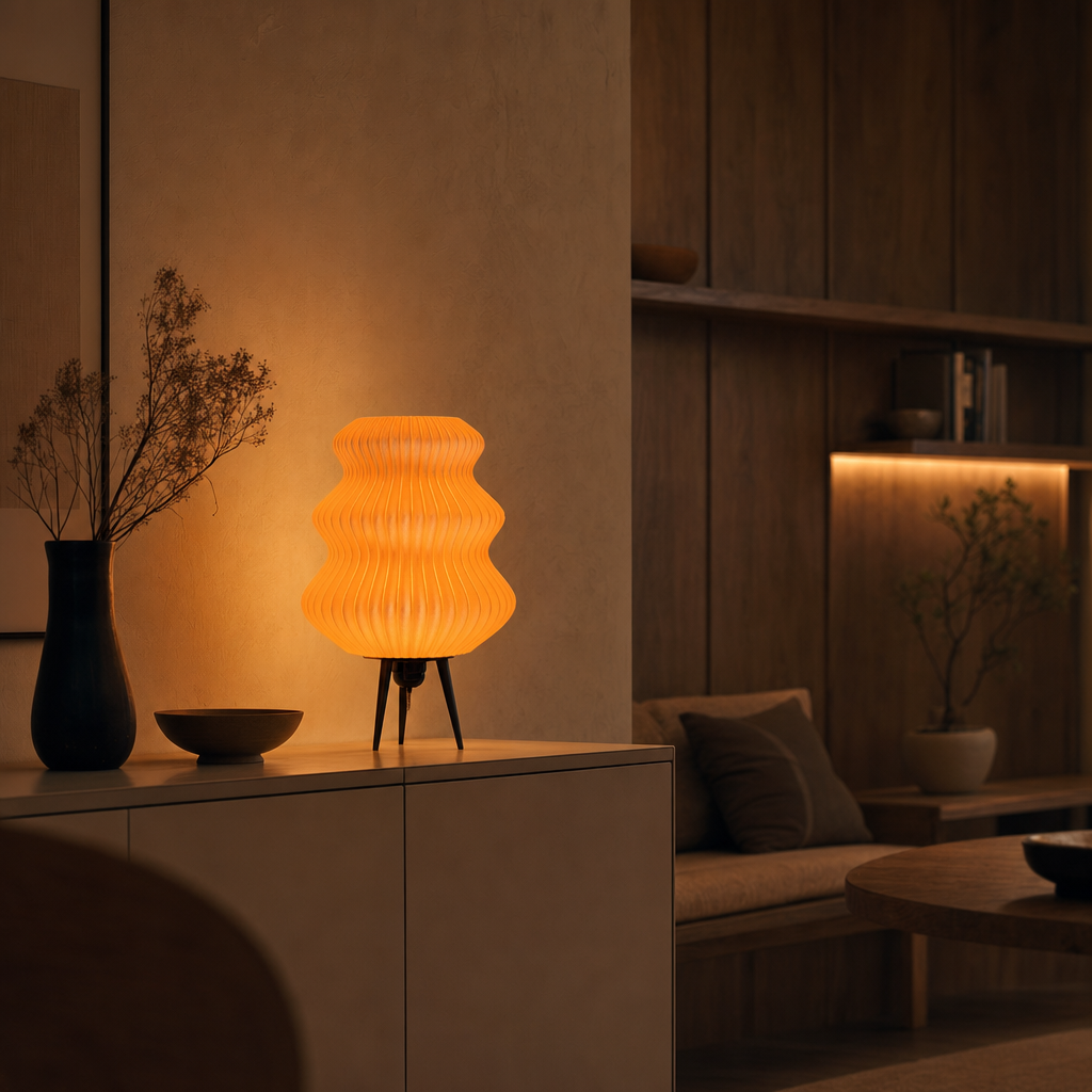 Glowing Artistic Table Lamp | Sunset Hue | PLA Shatterproof | E27 Bulb Included | Smooth Finish | Cable Powered