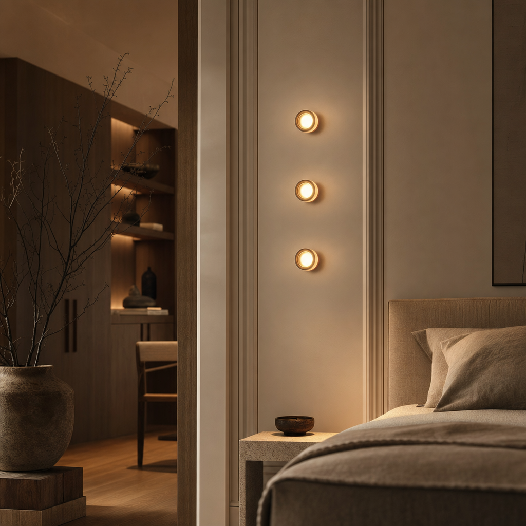 Nomeva Wall Sconce | Modern Dimple Texture | Energy-Efficient LED | Metal Design | Amber, Smoke, White | Easy Install | Living Room Bedroom