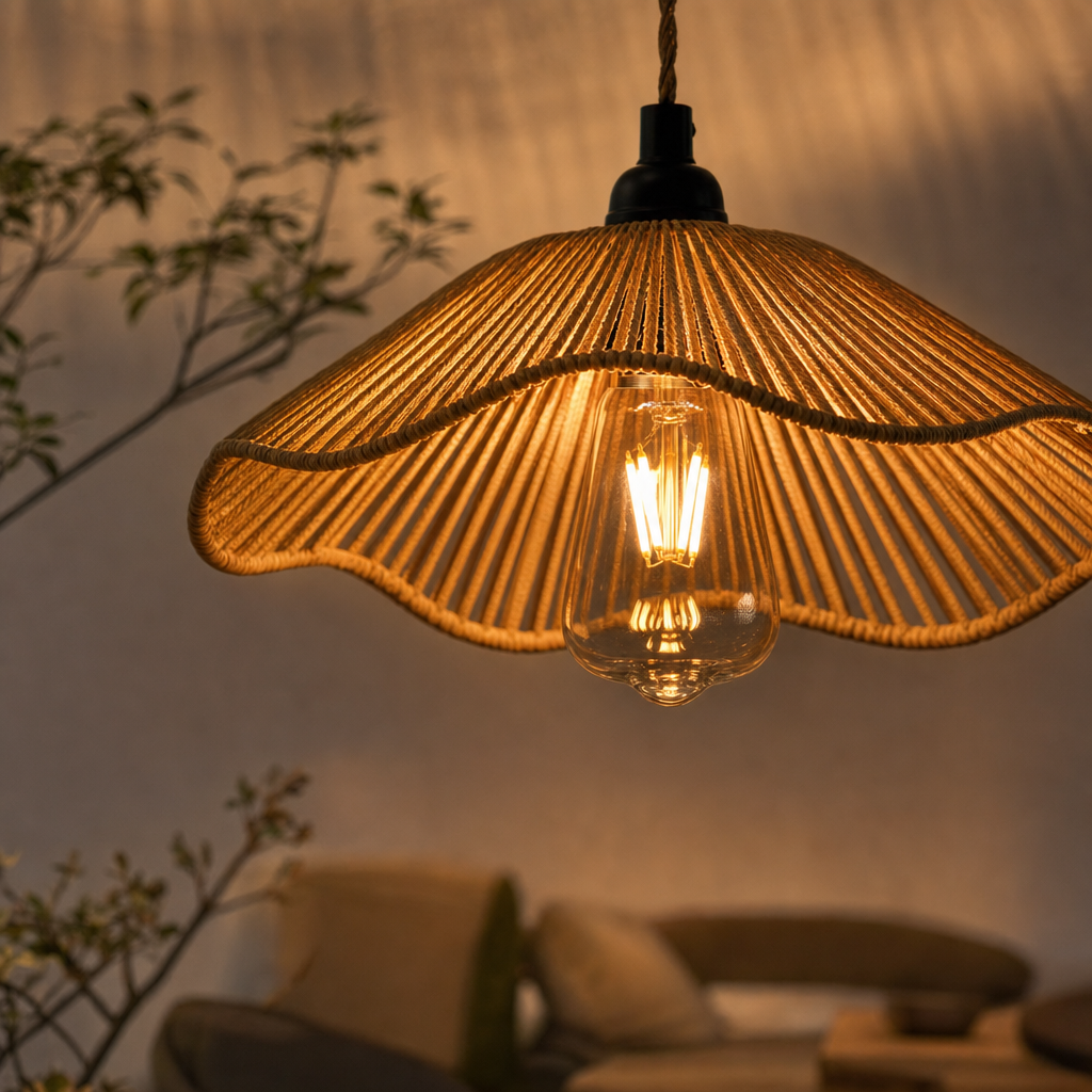 Modern Artistic Hand-Woven Paper Rope Pendant Lamp | Black & Yellow | Elegant Home Office Ceiling Light