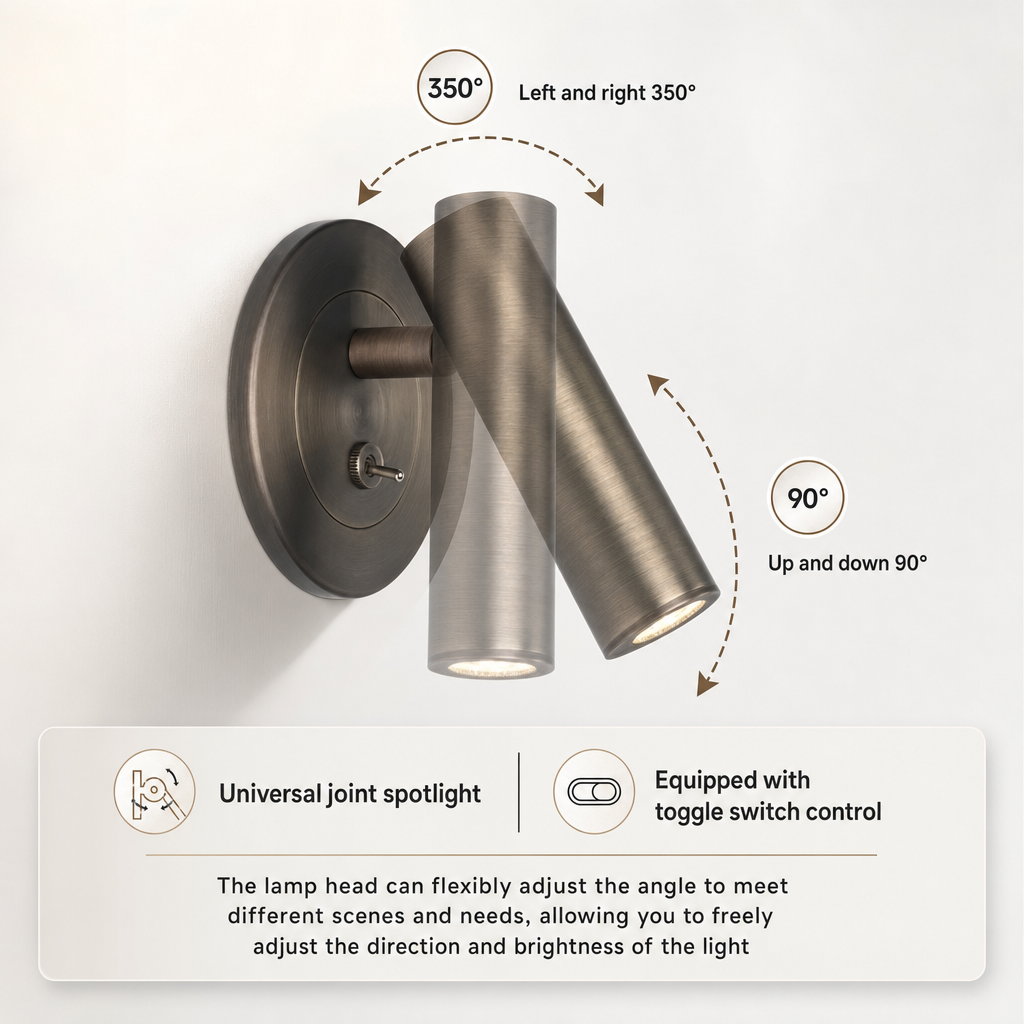 Lunex Adjustable LED Wall Light | Modern Design | Warm White | Home & Bedroom Decor | Metal Finish