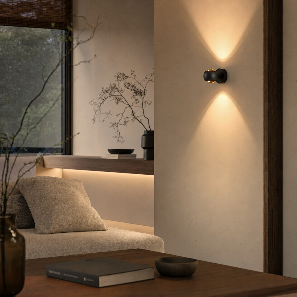 LumiWave Matte Black LED Wall Lamp | Waterproof IP54 | Energy-Saving Design | Indoor Use | Modern Aluminum Fixture