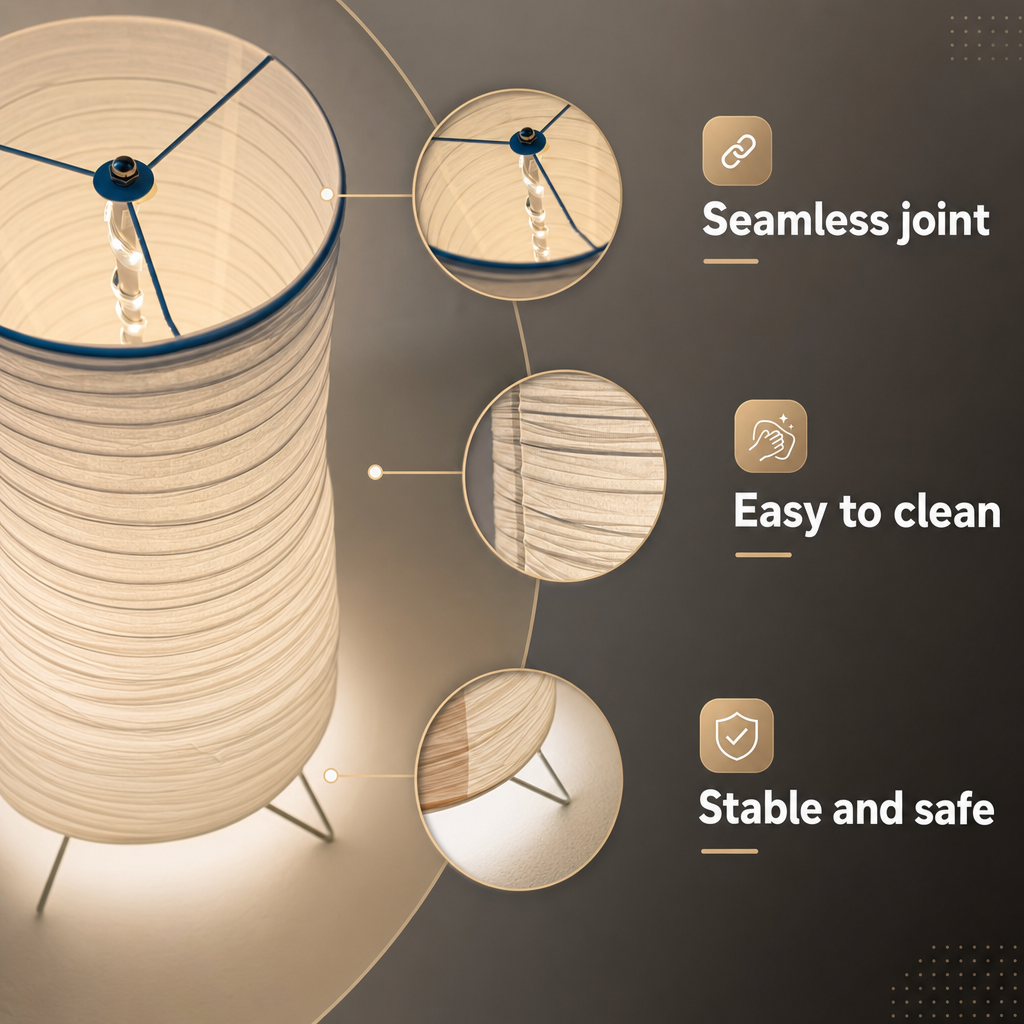 Modern LED Floor Lamp | Paper Shade | USB Remote Control | Warm Light | Uplight Design | Living Room & Bedroom Decor