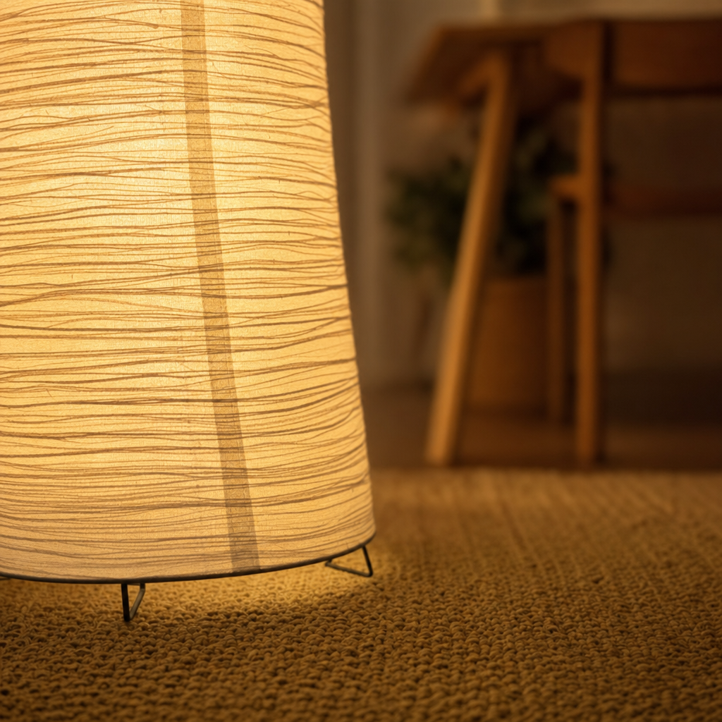 Modern LED Floor Lamp | Paper Shade | USB Remote Control | Warm Light | Uplight Design | Living Room & Bedroom Decor