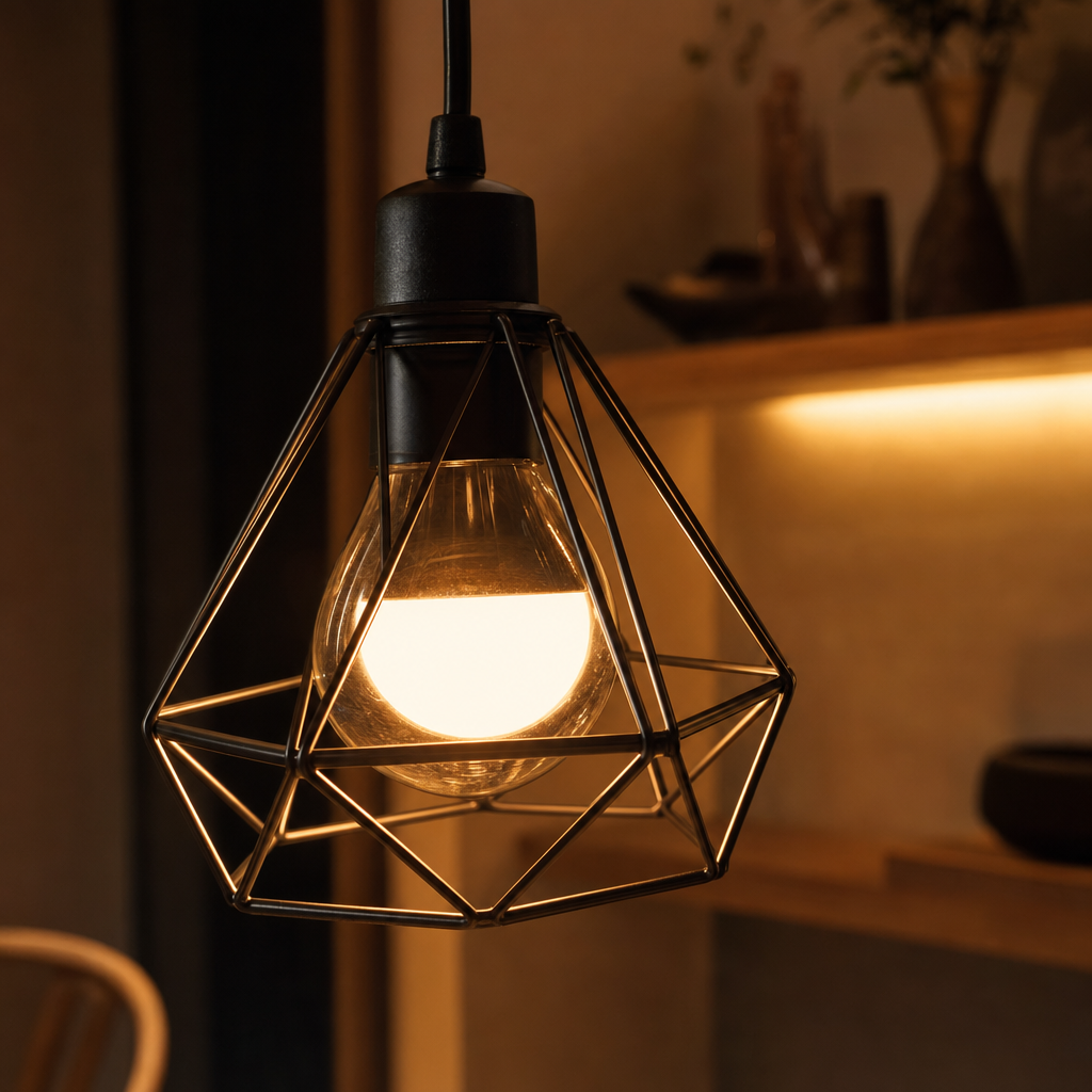 Black Industrial 3-Light Metal Cage Pendant | E27 Base | Varnished Iron Lighting for Kitchen Bar Counter | Hard-Wired | Modern Style