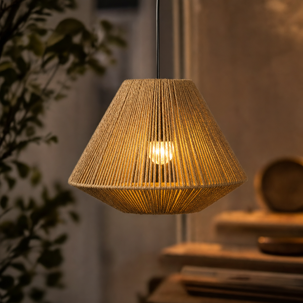 Modern Small Woven Lampshade | Rattan Design | Home Lighting Decor | Natural Aesthetic