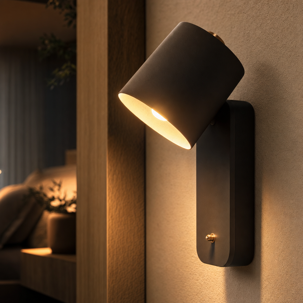Giro Legno Wall Light | 350° Adjustable Metal Wood Design | Modern Indoor Lighting for Bedroom Living Room