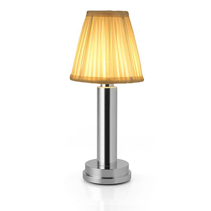 Cordless Rechargeable Fabric Table Lamp | Dimmable LED Light | Soft Atmosphere Lighting | Gold Finish | USB Charging | Portable Desk Lamp